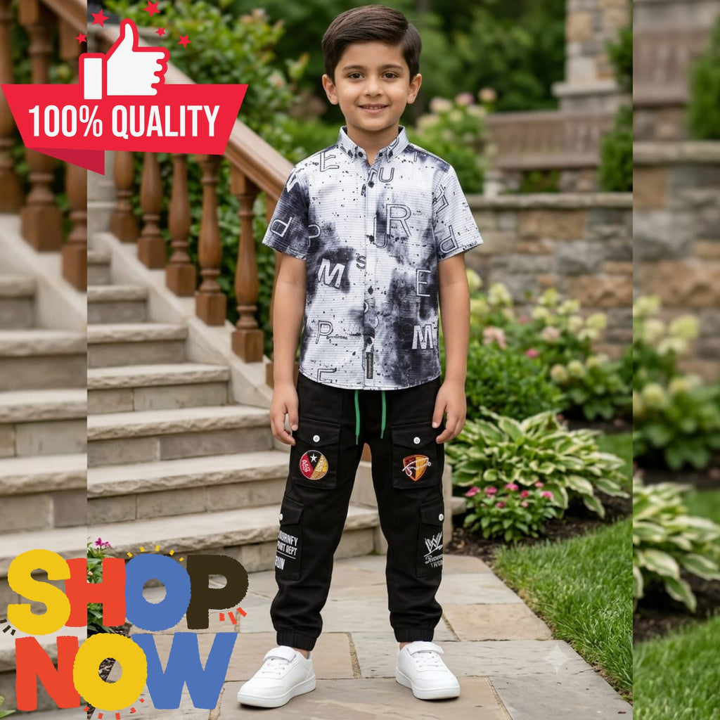 Baby Boys Short Sleeve Casual Shirt & Cargo Trouser Set