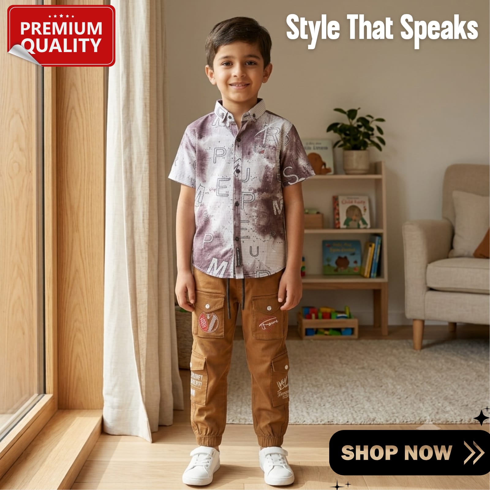 Baby Boys Short Sleeve Casual Shirt & Cargo Trouser Set